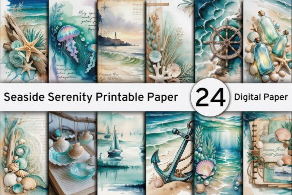Download Seaside Serenity Printable Paper Pack - Printable Collection